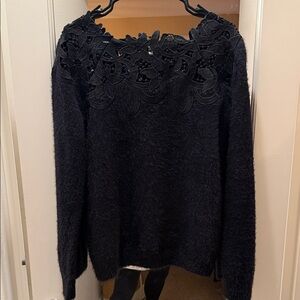 En Creme Black Lace Detail Sweater